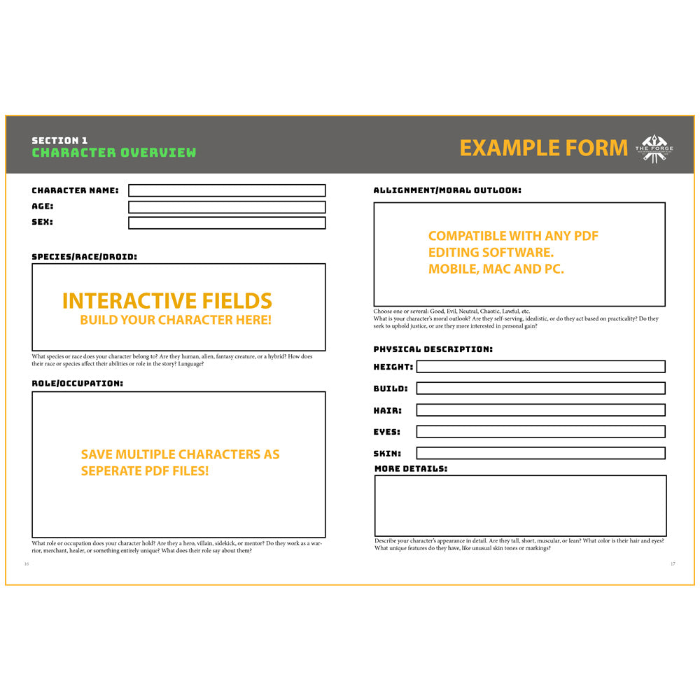 The Forge FX: Character Creation Kit (INTERACTIVE PDF DOWNLOAD)