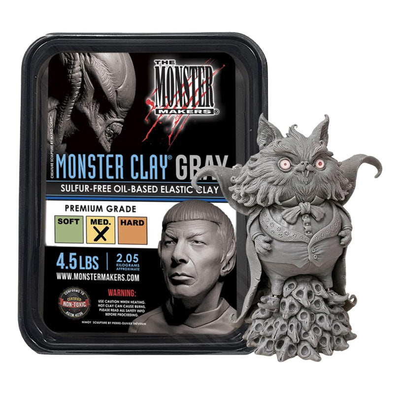 Monster Clay Premium Grade Modeling Clay (Gray -Medium - 4.5lb)