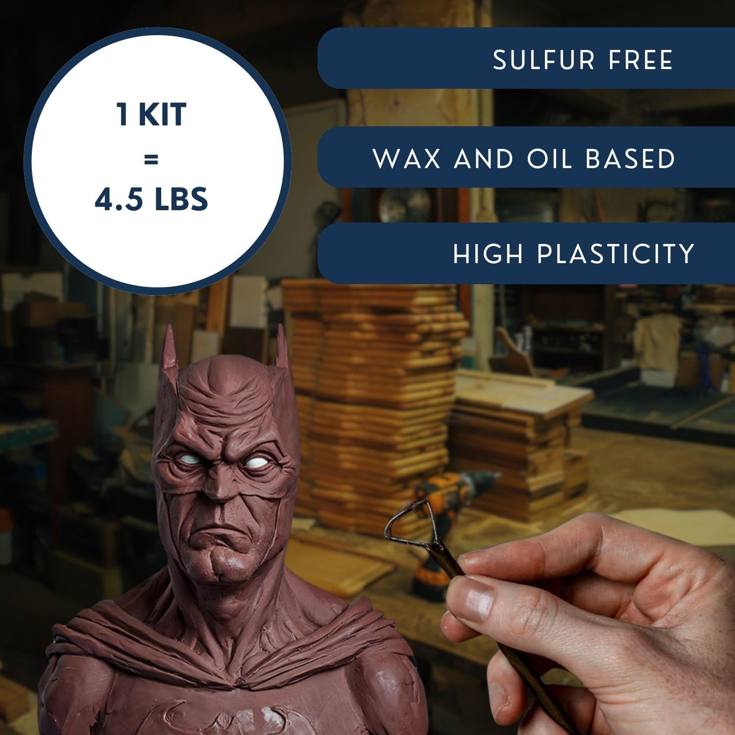 Monster Clay Premium Grade Modeling Clay (Gray -Medium - 4.5lb)