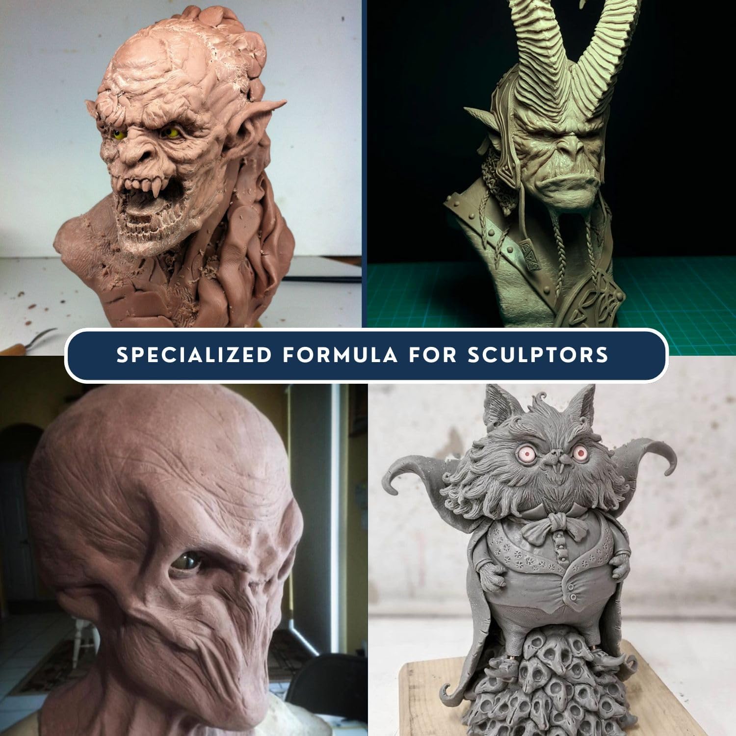 Monster Clay Premium Grade Modeling Clay (Gray -Medium - 4.5lb)