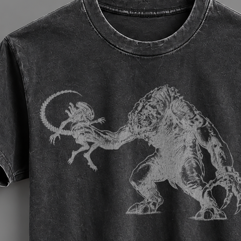 Acid Reflux: Oversized. Rancor VS Xenomorph Tee